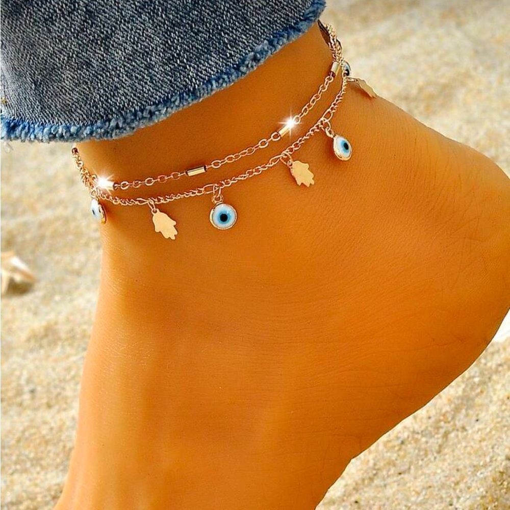 Gold Evil Eye Anklet R213
